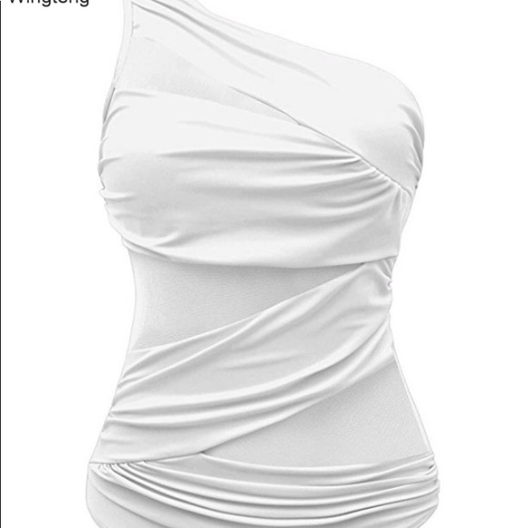 HOT one shoulder swim suit , mesh insert - Picture 2 of 4